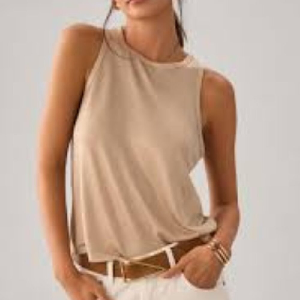 Anthropologie- Porridge Shine Racerback Tank- Gold